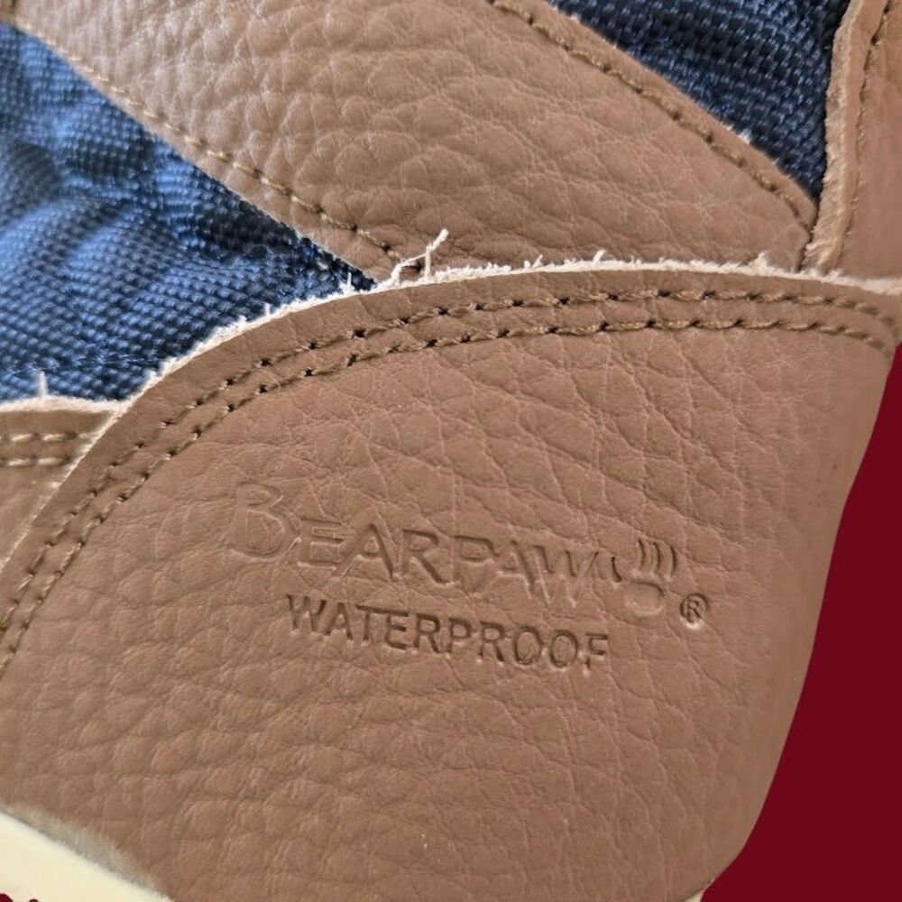 Ladies 7 Bearpaw Marina Snow Boots Waterproof Quilted Navy BRN Leather Faux Fur - Picture 10 of 13